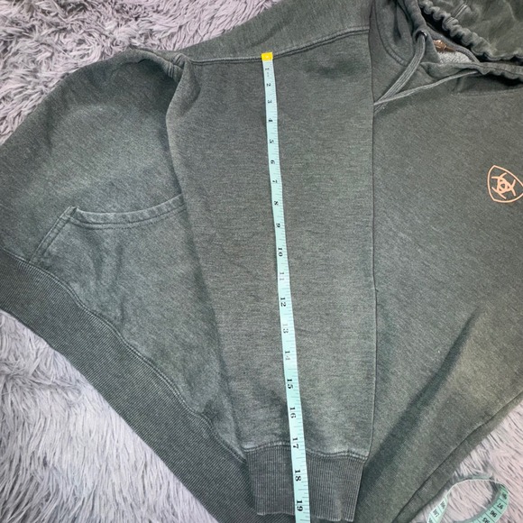 Ariat Hoodie Unisex Large Logo Sleeve Graphic Sweatshirt Hunter Green Western - Picture 8 of 12